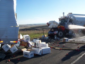 The state police said this was the result of distracted driving on I-84 near Pendleton. (OSP photo)