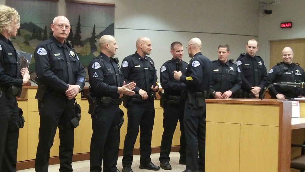Chief Ed Boyd commends officers of his department.
