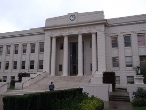 The dispute over private railroad crossings may end up here, in the Linn County Courthouse.