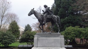 The "circuit rider" outside the Capitol. During his time, capital punishment was carried out in a timely way, but not any more.