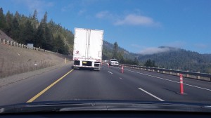 Lane closure gives you a chance to slow down and enjoy the blue sky going up to Smith Hill Pass.