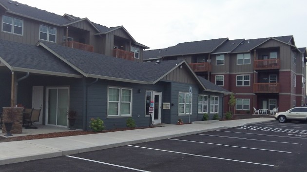 The Plumtree Apartments with the clubhouse in the center.