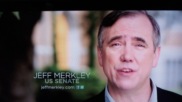 Sen. Jeff Merkley in one of his TV ads for re-election.