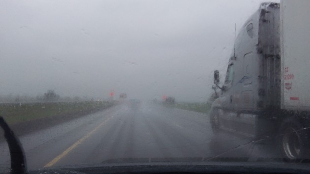 Visibility is not the best when it rains even a little on I-5.