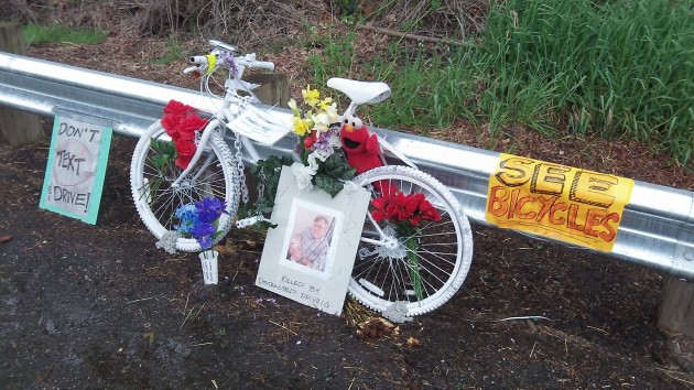 The roadside memorial looked like this on April 3.