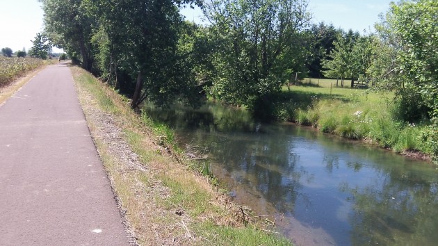 The Albany-Santiam Canal in Lebanon: Tranquil water despite the fight.
