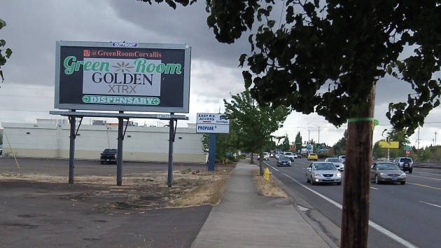 This billboard on Pacific Boulevard in Albany advertises a Corvallis pot dispensary.