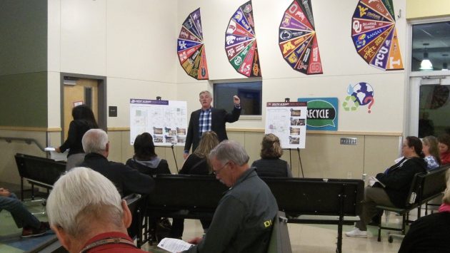 Superintendent Jim Golden thanks people for attending Wednesday's listening session at Timber Ridge School. 